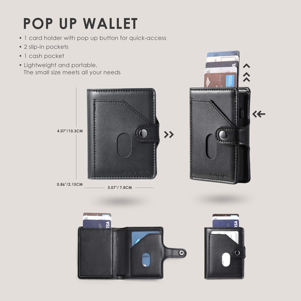 Men's Compact Pop-Up Wallet - BLACK - 3